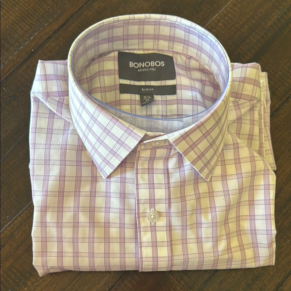 Bonobos Purple Dress Shirt with Plaid Pattern